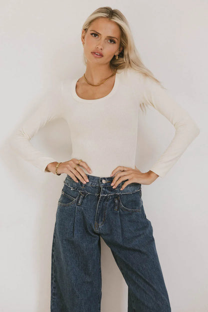 Audrey Ribbed Top in Cream - FINAL SALE