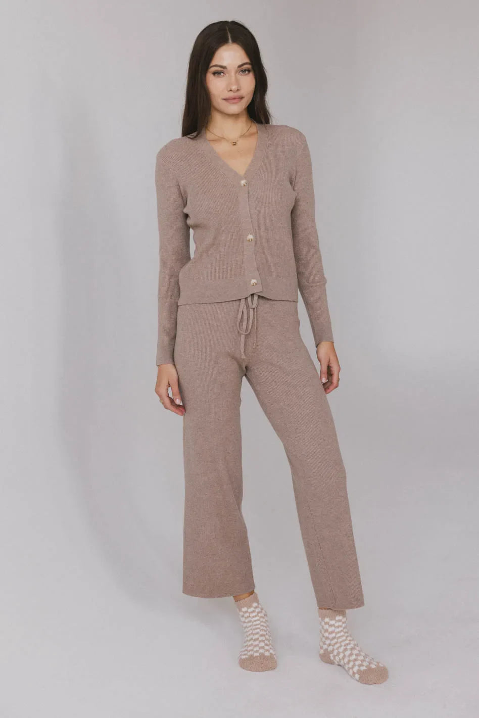 Evelise Ribbed Pants in Mocha - FINAL SALE
