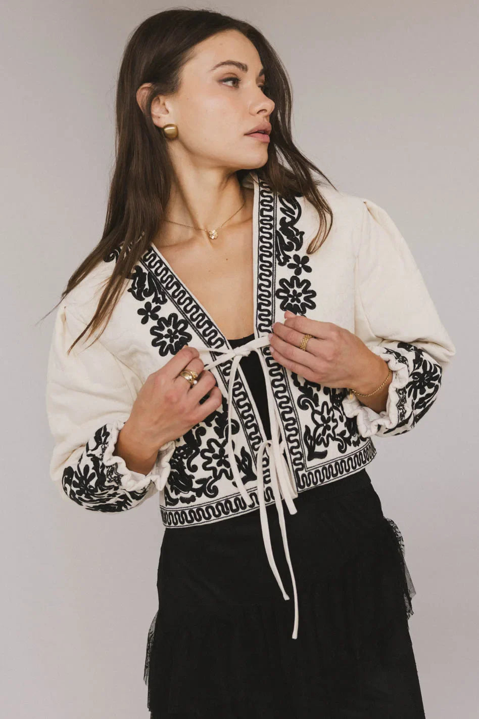 Benja Embroidered Jacket in Ivory - FINAL SALE