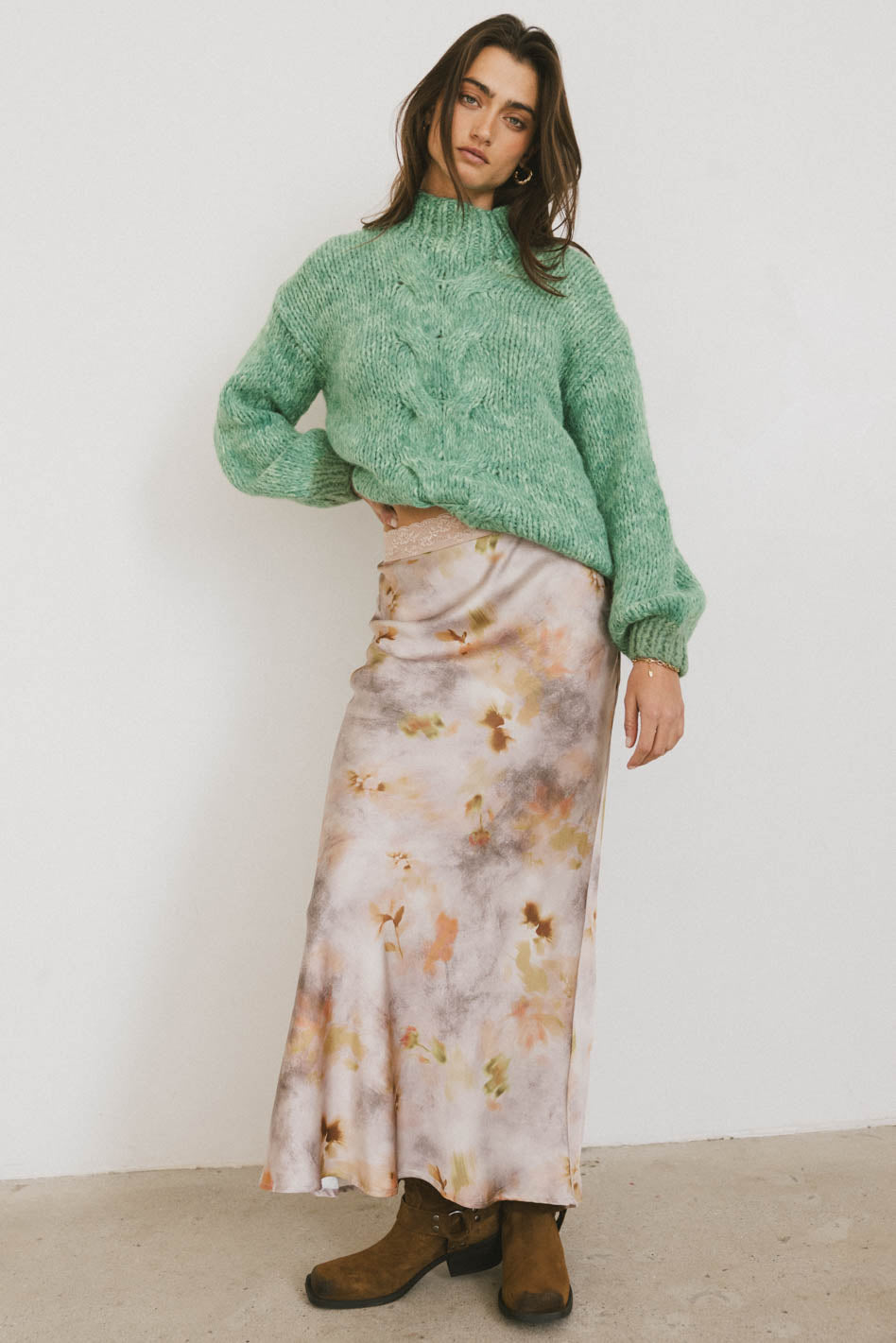 Anastasia Knit Sweater in Green - FINAL SALE