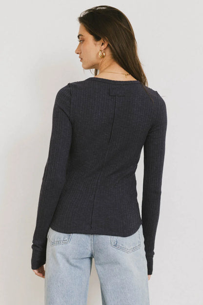 Emmilianne Ribbed Top in Navy - FINAL SALE