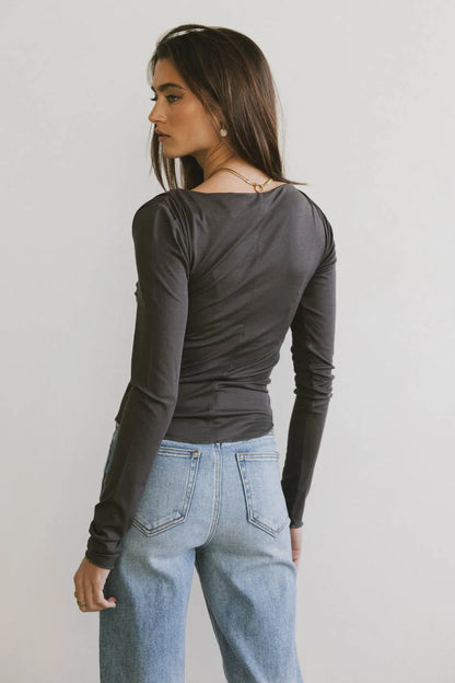 Bianca Ruched Top in Charcoal - FINAL SALE