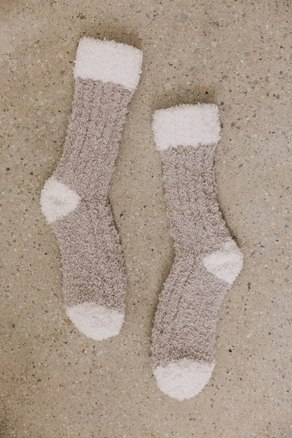 Fuzzy Contrast Socks in Purple - FINAL SALE