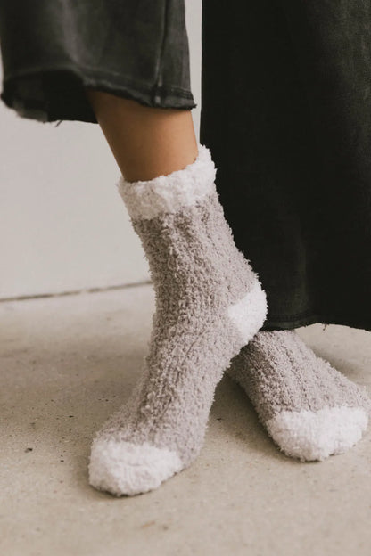 Fuzzy Contrast Socks in Purple - FINAL SALE