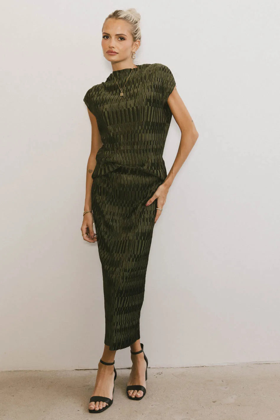 Dream Textured Skirt in Dark Moss - FINAL SALE