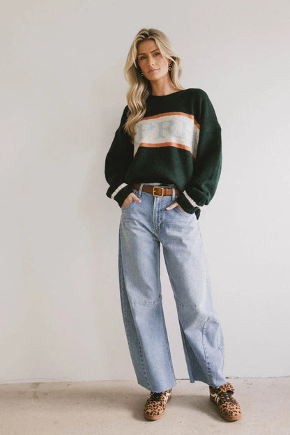 Apres Graphic Sweater in Hunter Green - FINAL SALE