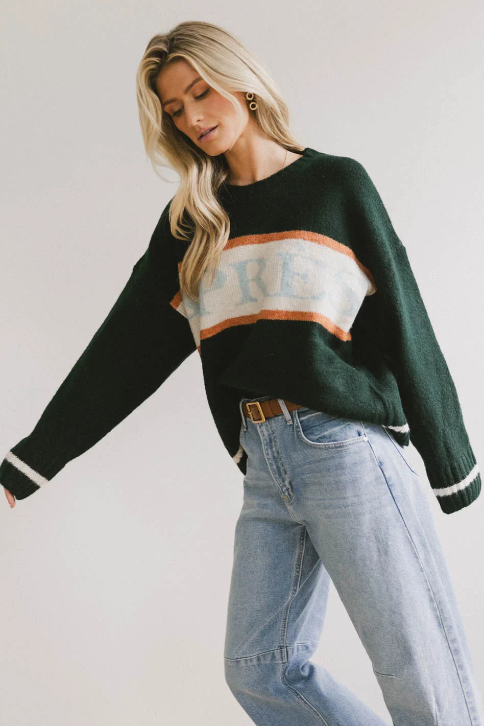 Apres Graphic Sweater in Hunter Green - FINAL SALE