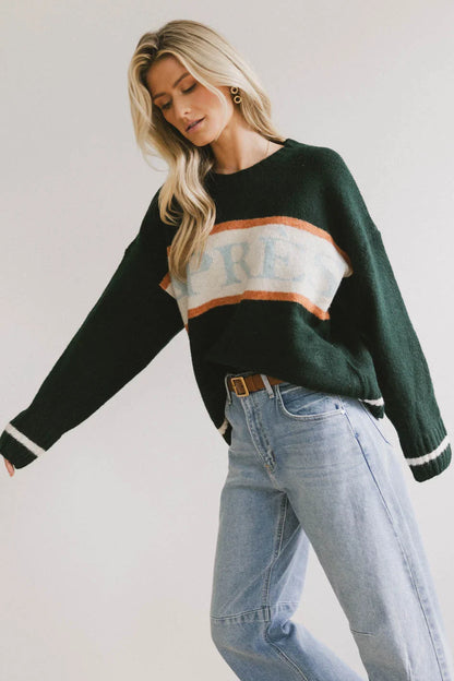 Apres Graphic Sweater in Hunter Green - FINAL SALE