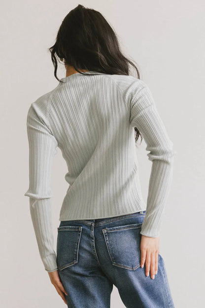 Azizi Ribbed Top in Dusty Blue - FINAL SALE