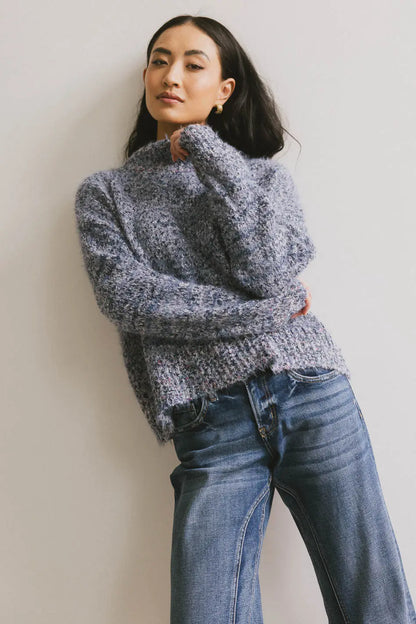 Carla Fuzzy Knit Sweater in Blue - FINAL SALE