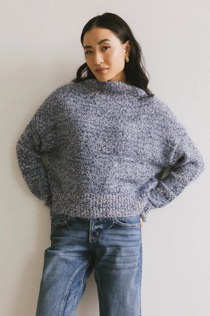 Carla Fuzzy Knit Sweater in Blue - FINAL SALE