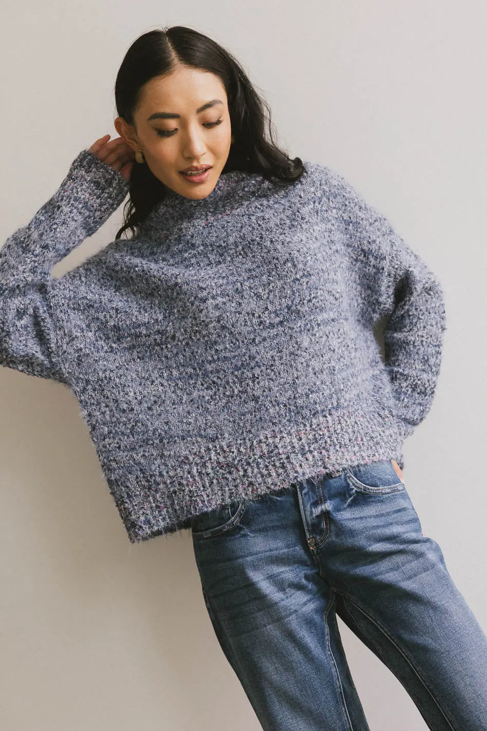 Carla Fuzzy Knit Sweater in Blue - FINAL SALE