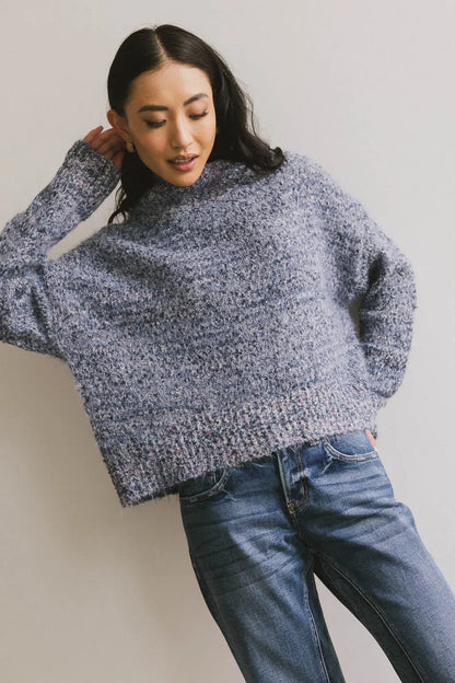 Carla Fuzzy Knit Sweater in Blue - FINAL SALE