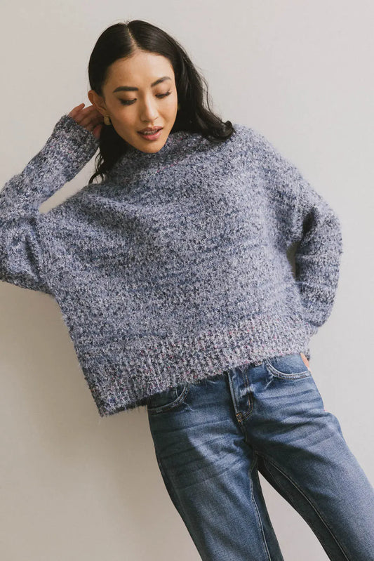 Carla Fuzzy Knit Sweater in Blue - FINAL SALE