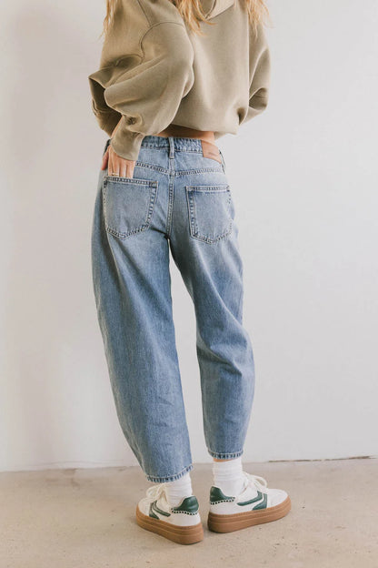 Bentlee Cropped Barrel Jeans in Medium Wash - FINAL SALE