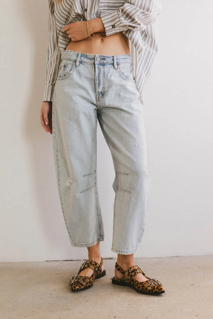 Bentlee Cropped Barrel Jeans in Light Wash - FINAL SALE