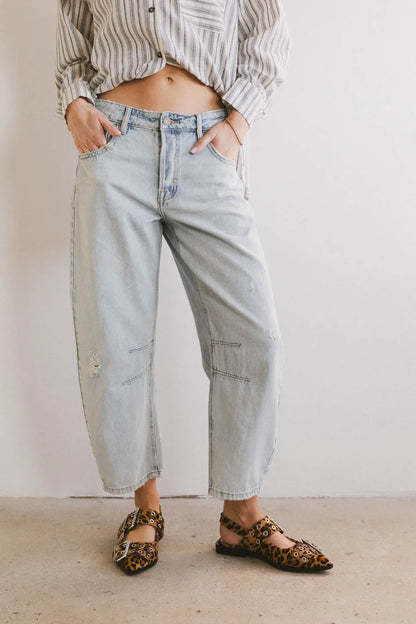 Bentlee Cropped Barrel Jeans in Light Wash - FINAL SALE