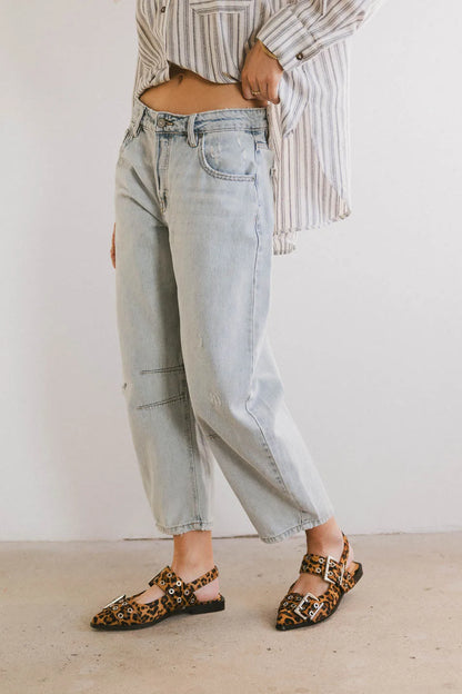 Bentlee Cropped Barrel Jeans in Light Wash - FINAL SALE