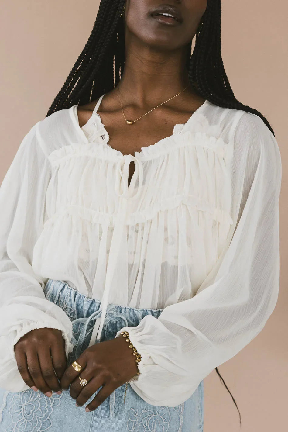 Frankie Sheer Peplum Blouse - FINAL SALE