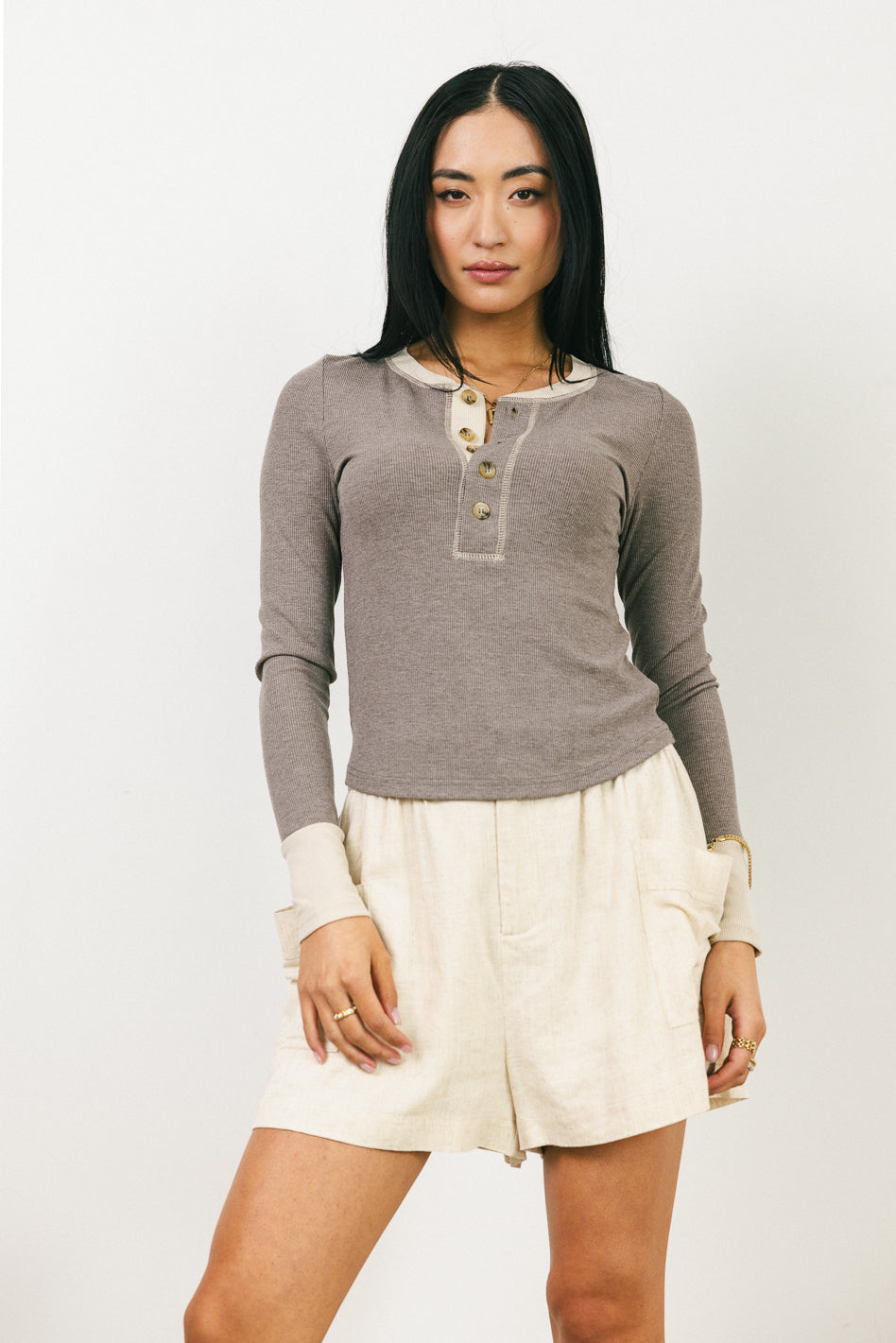 Elise Ribbed Top in Brown - FINAL SALE