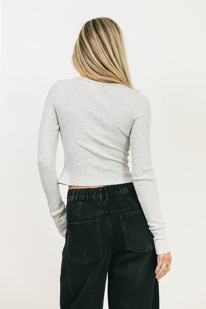 Abigail Waffle Knit Top in Heather Grey - FINAL SALE