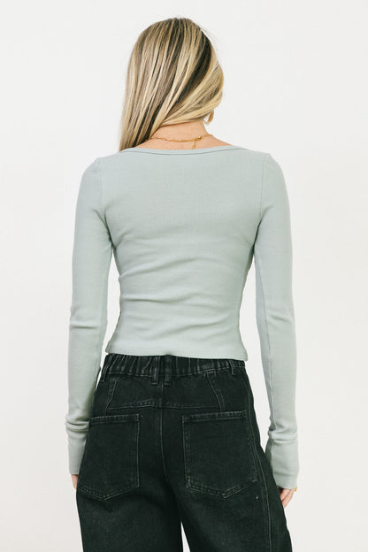 Abigail Waffle Knit Top in Baby Blue - FINAL SALE