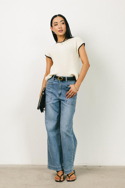 Harmony Contrast Sweater in Cream - FINAL SALE