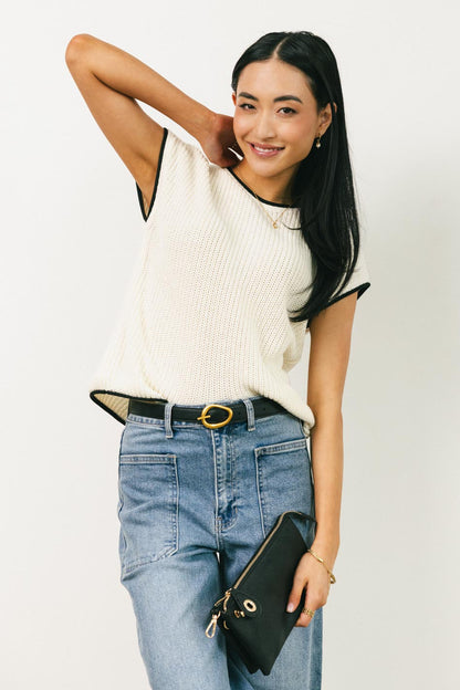 Harmony Contrast Sweater in Cream - FINAL SALE
