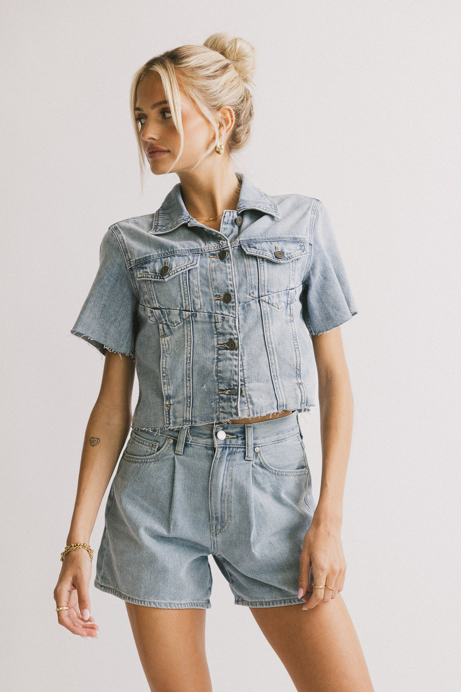 Carmie Light Wash Denim Top - FINAL SALE