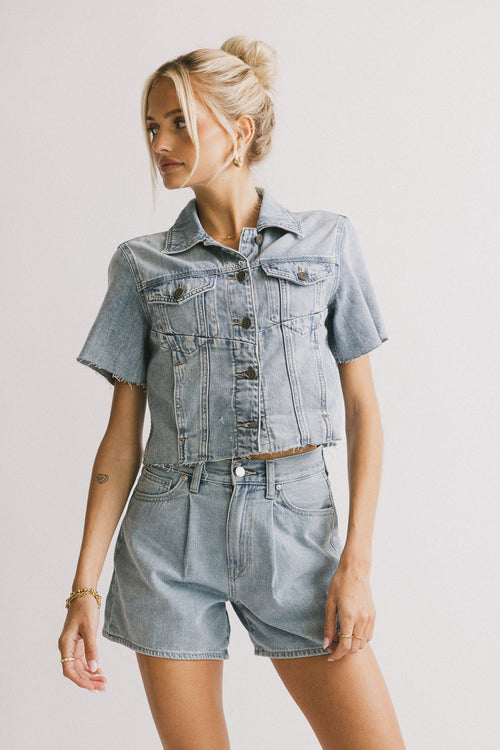 Carmie Light Wash Denim Top - FINAL SALE