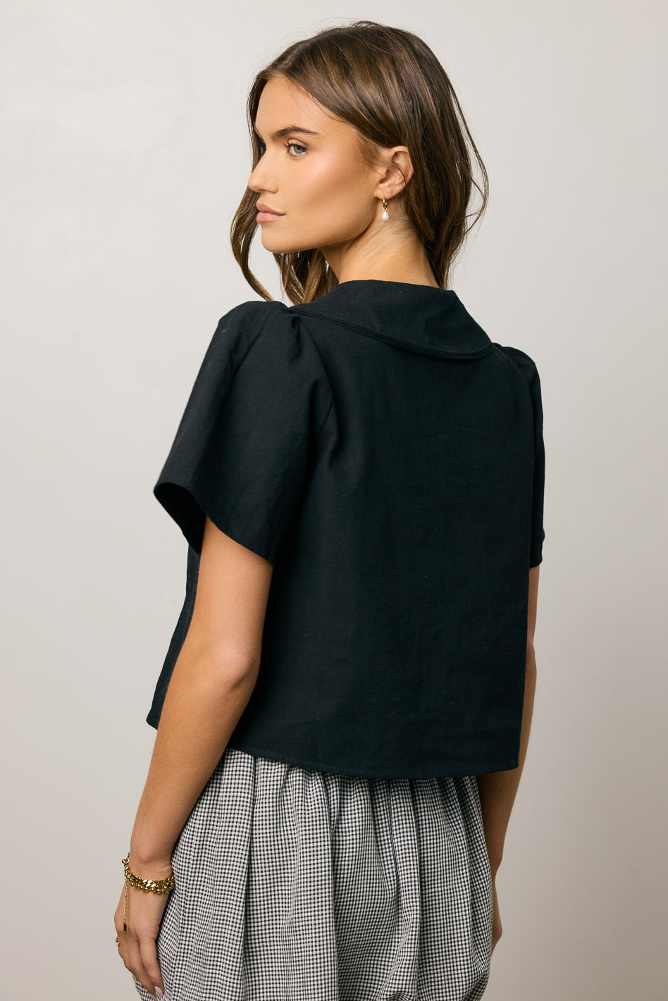 Ethan Tie Front Blouse in Black - FINAL SALE