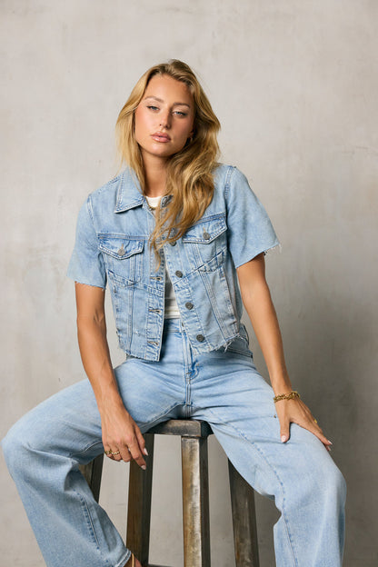 Carmie Light Wash Denim Top - FINAL SALE