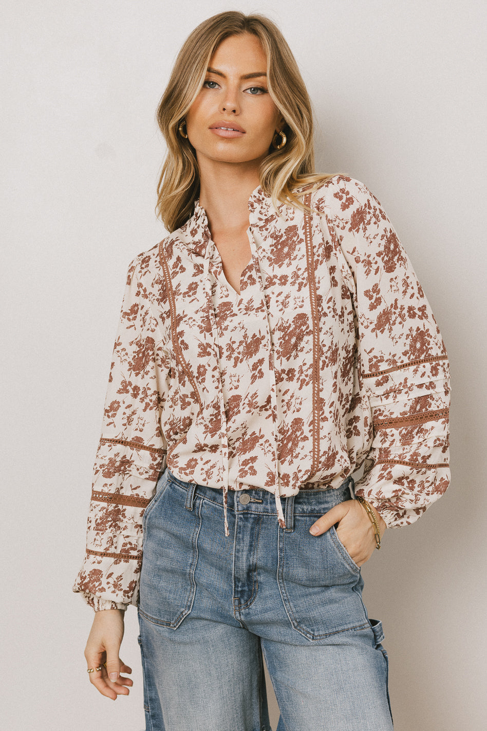 Imann Floral Blouse in Rust - FINAL SALE