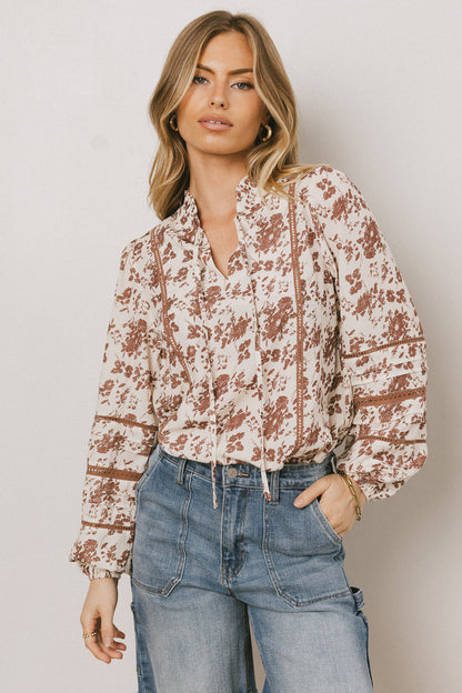 Imann Floral Blouse in Rust - FINAL SALE