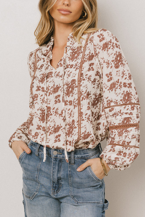 Imann Floral Blouse in Rust - FINAL SALE