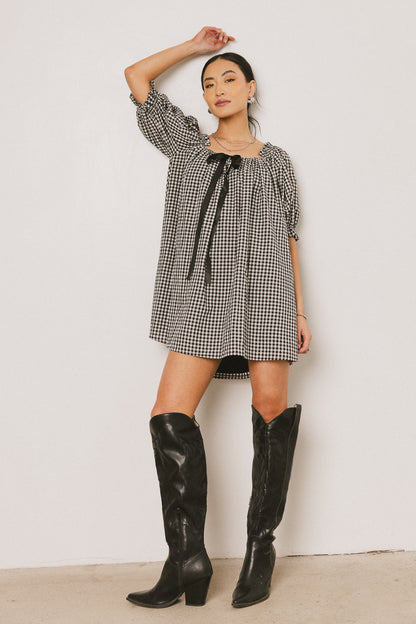 Cody Gingham Mini Dress in Black - FINAL SALE