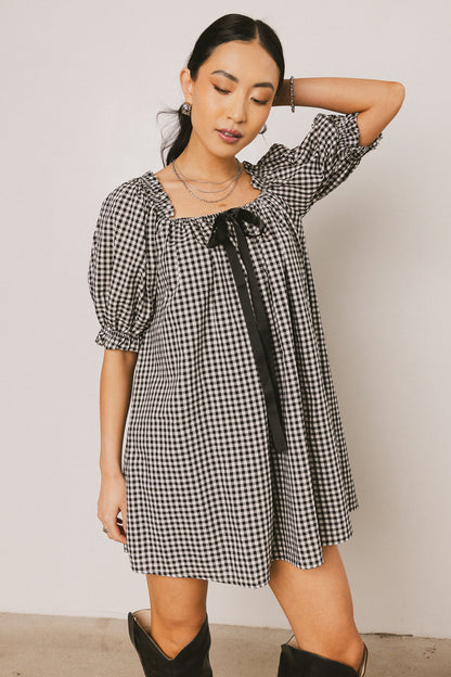 Cody Gingham Mini Dress in Black - FINAL SALE