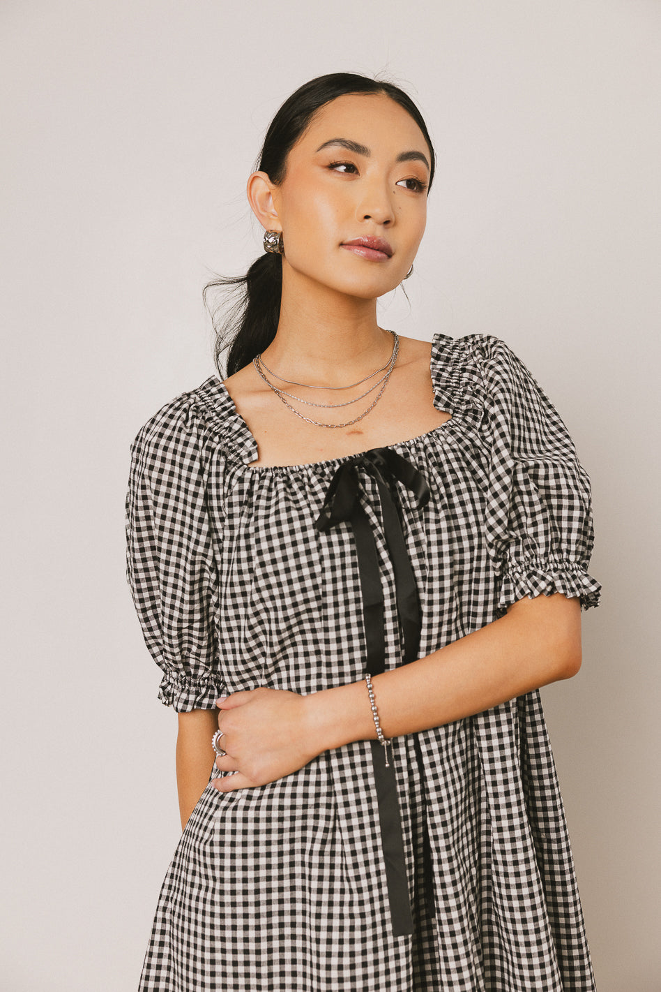 Cody Gingham Mini Dress in Black - FINAL SALE