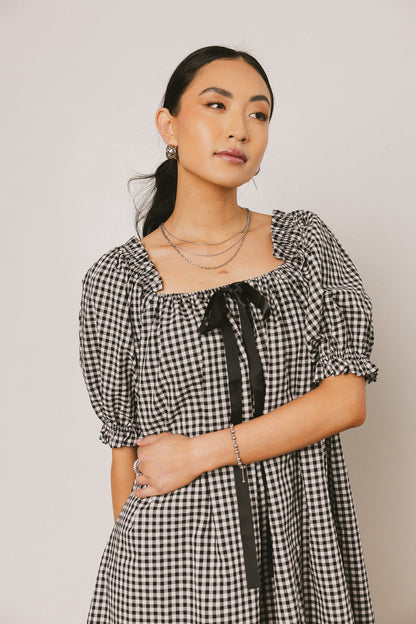 Cody Gingham Mini Dress in Black - FINAL SALE