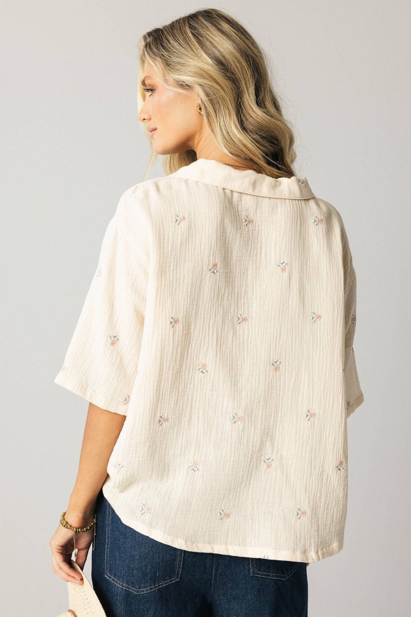 Elia Floral Blouse in Beige
