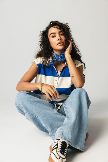 Blake Striped Top in Blue - FINAL SALE
