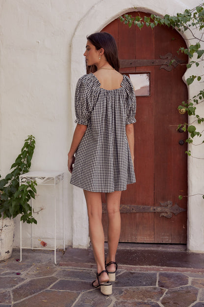 Cody Gingham Mini Dress in Black - FINAL SALE