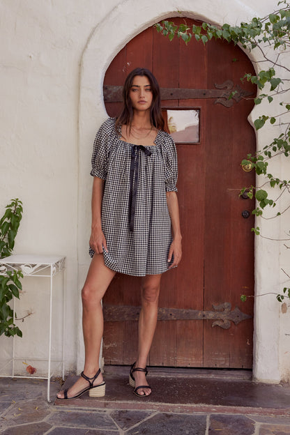 Cody Gingham Mini Dress in Black - FINAL SALE