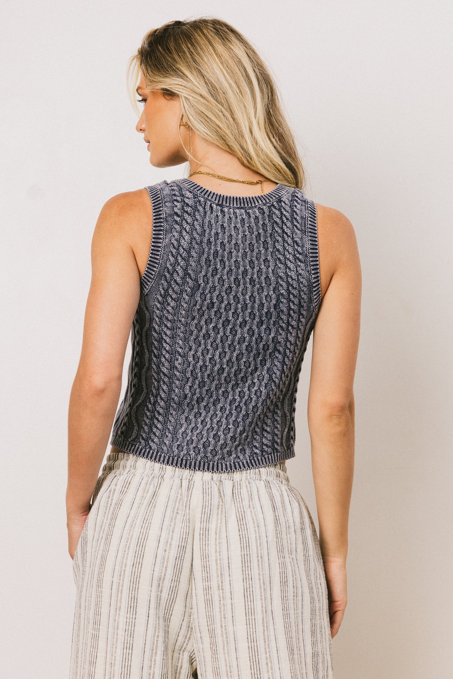 Brayden Cable Knit Sweater in Navy - FINAL SALE