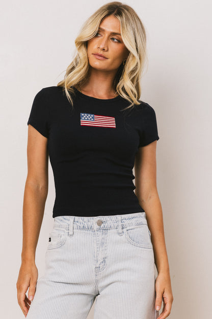 American Flag Tee in Navy - FINAL SALE