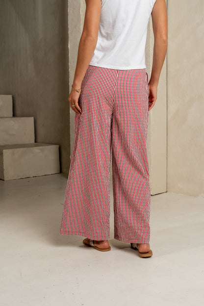 Ada Gingham Wide Leg Pants in Red - FINAL SALE