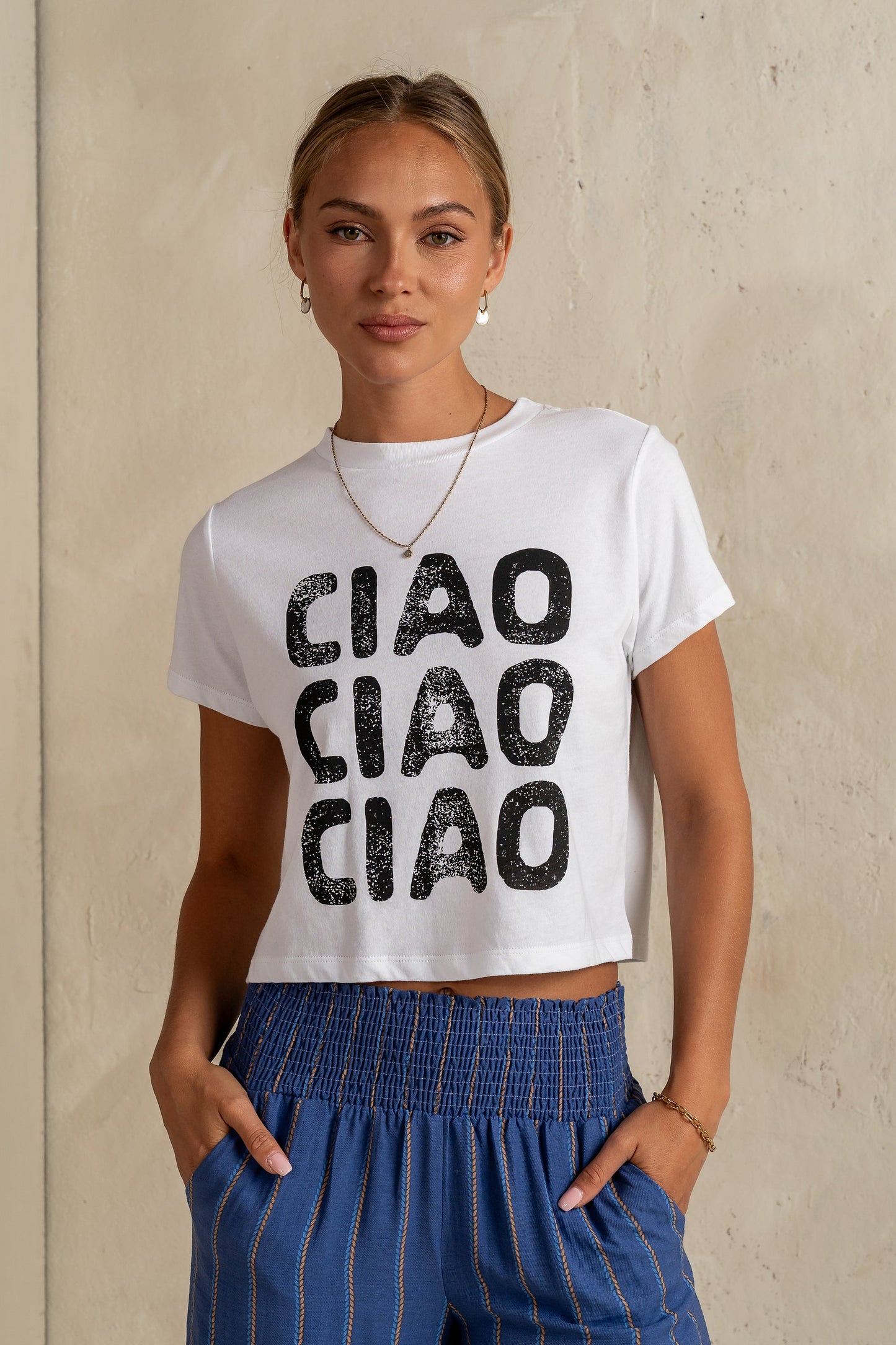 Ciao Graphic Tee in White - FINAL SALE