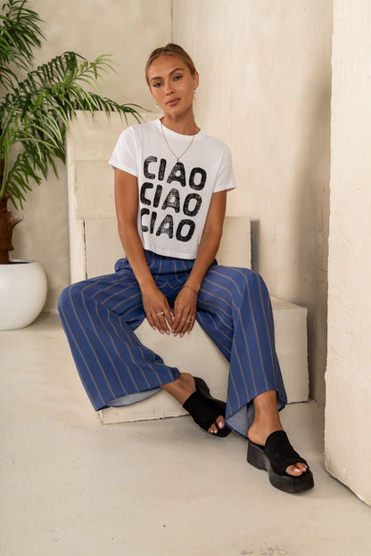Ciao Graphic Tee in White - FINAL SALE