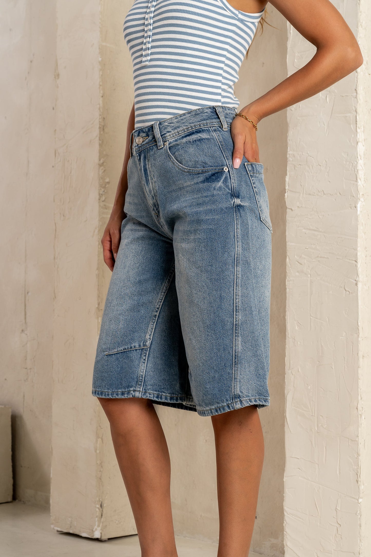 Alden Bermuda Shorts in Medium Wash - FINAL SALE