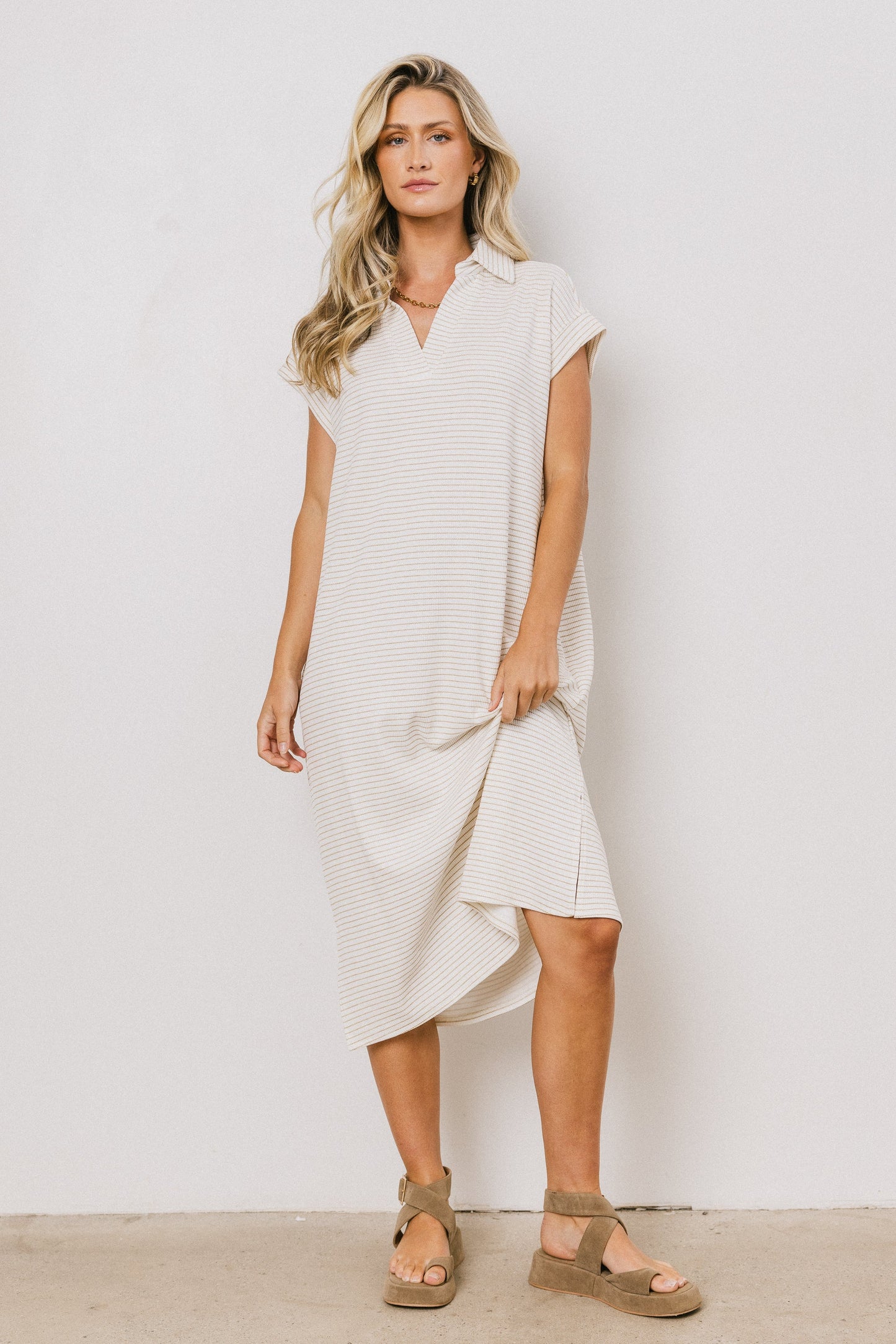Elisa Striped Maxi Dress in Tan - FINAL SALE